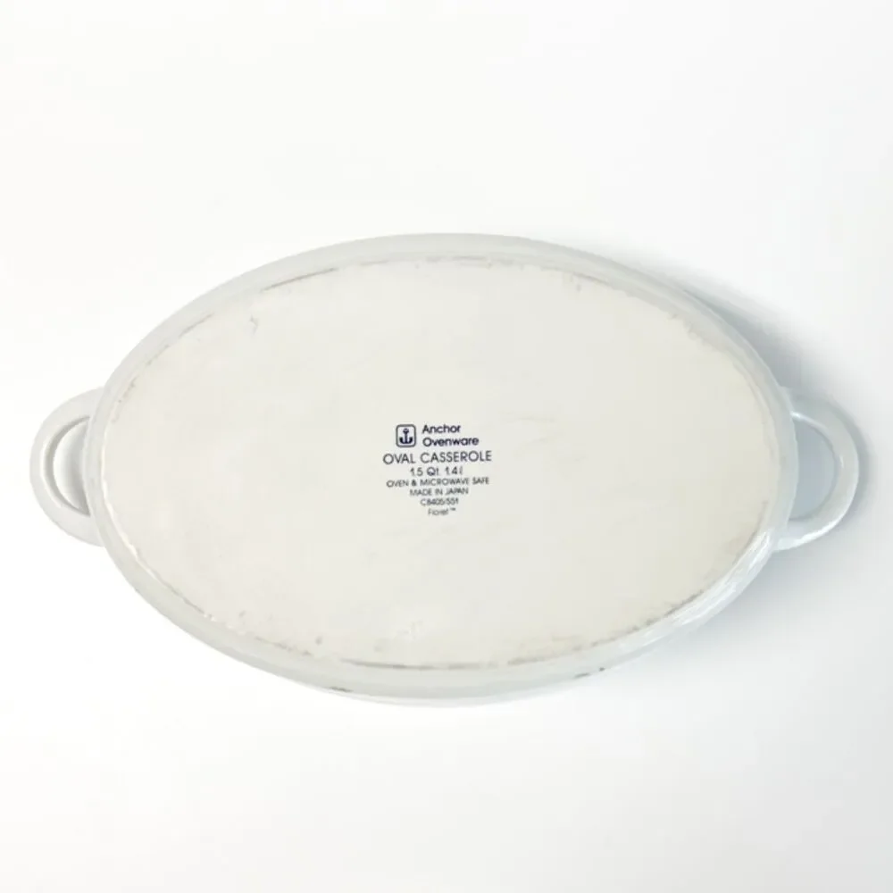 Anchor Hocking Floret 1.5 Qt Casserole Dish w Lid Vintage Glass Baking Dish